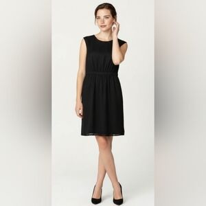 J. Crew Black Cap Sleeve Fit & Flare Black Lined SZ 4 Church Dress